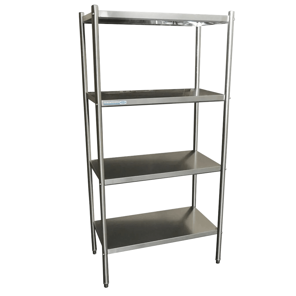 SHSS4T9a 4-Tier Stainless Commercial Kitchen Shelf 900 x 5100 x 1800mm high - Image 1