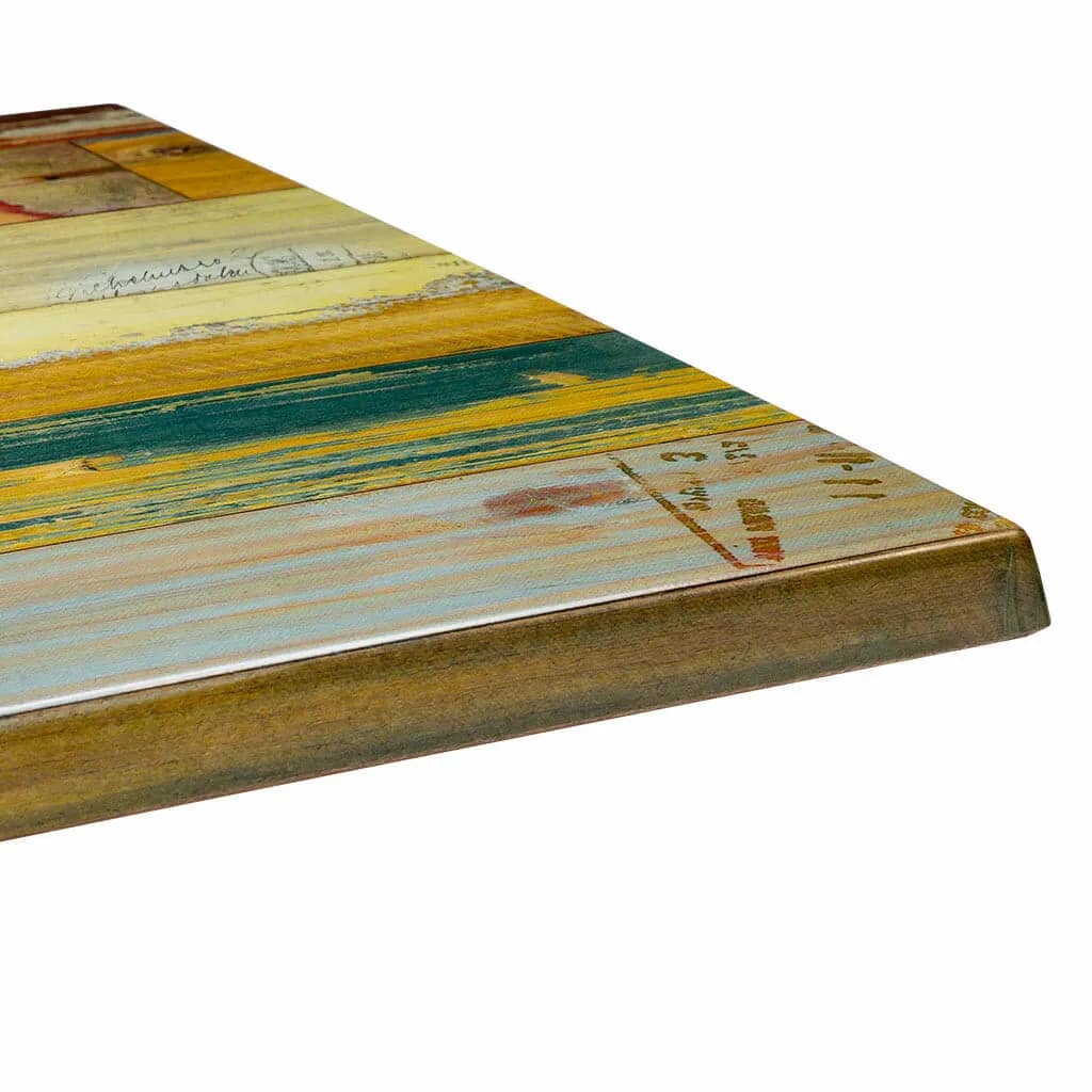Square Ricardo High Pressed Resin Table Tops Reclaimed Wood Finish - Image 2