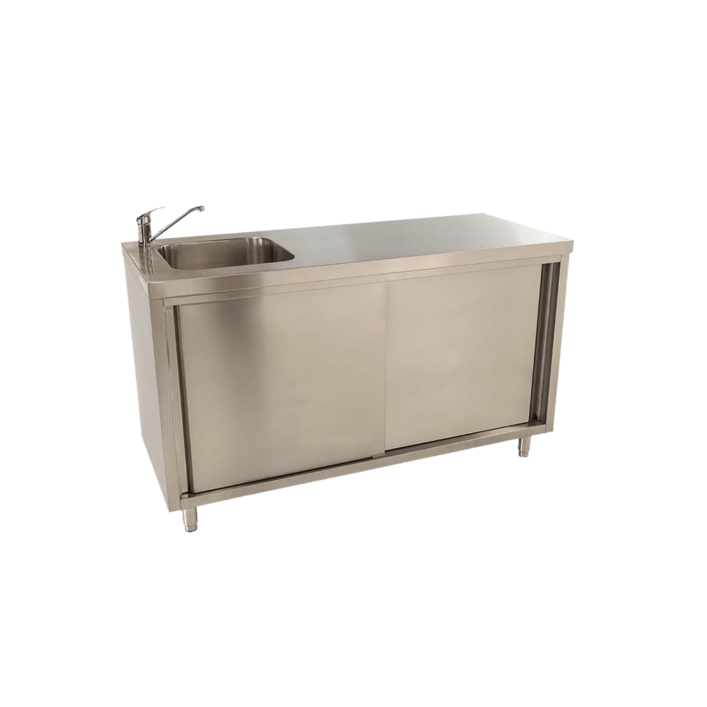 CABSINKRB1500_chairforce Stainless Steel Cabinet with fully integrated sink on left 150 x 61 x 90cm high - Image 1
