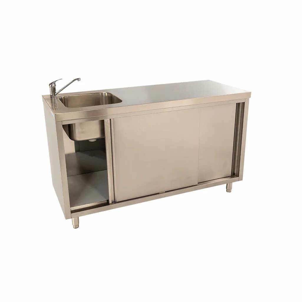 Stainless Steel Cabinet with fully integrated sink on left 150 x 61 x 90cm high - Image 3