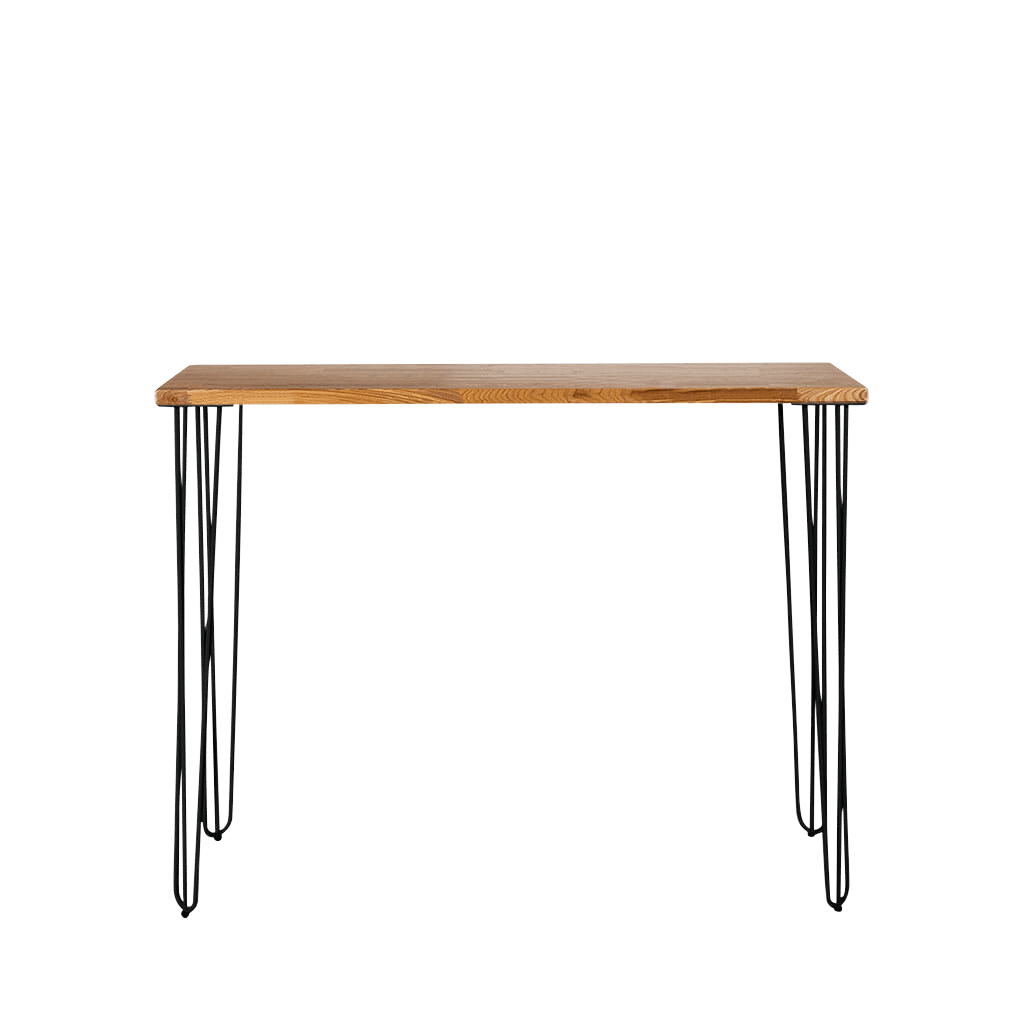 Dry_Bar_150x35_black_legs_chairforce Hairpin Dry Bar Table Rubberwood Top 150 x 35cm - Image 1