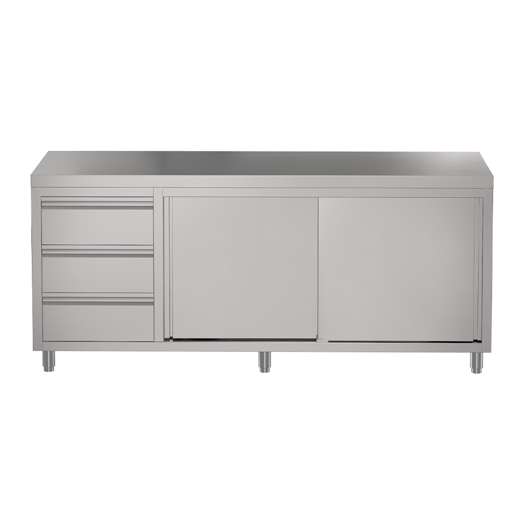 CAB20003D Stainless Steel Commercial Kitchen Cabinet 200 x 61 x 90cm high - Image 1