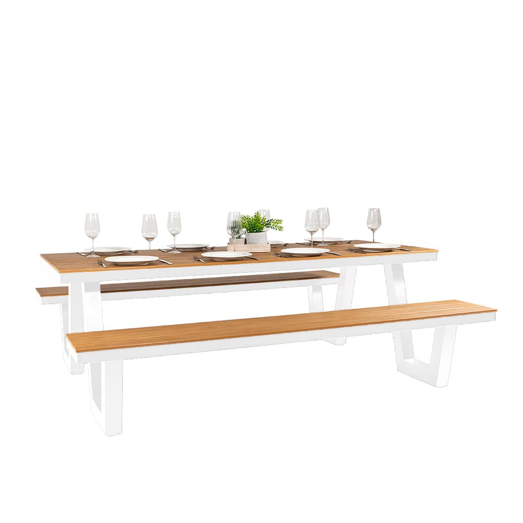 Wave Polywood & Aluminium Outdoor Picnic Table 220cm - Image 16