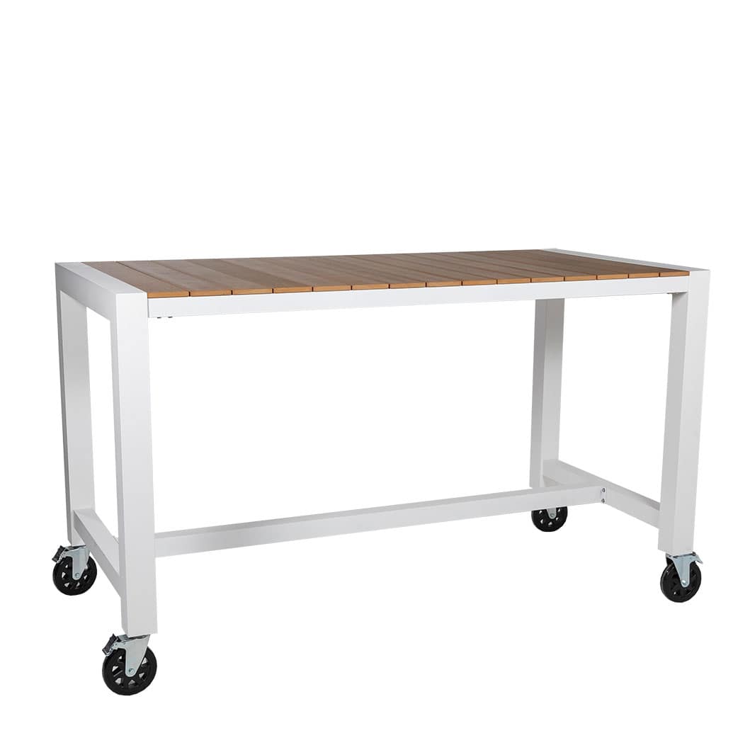Cannes Aluminium & Polywood Outdoor Mobile Bar Table 185 x 90cm - Image 3