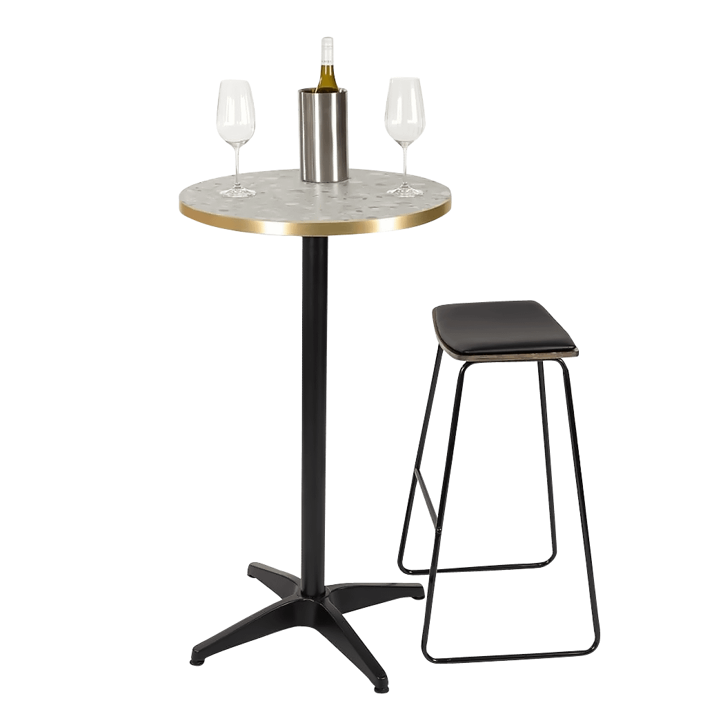 Round Ciro Melamine Table Top, Grey Terrazzo with Gold Edge - Image 4