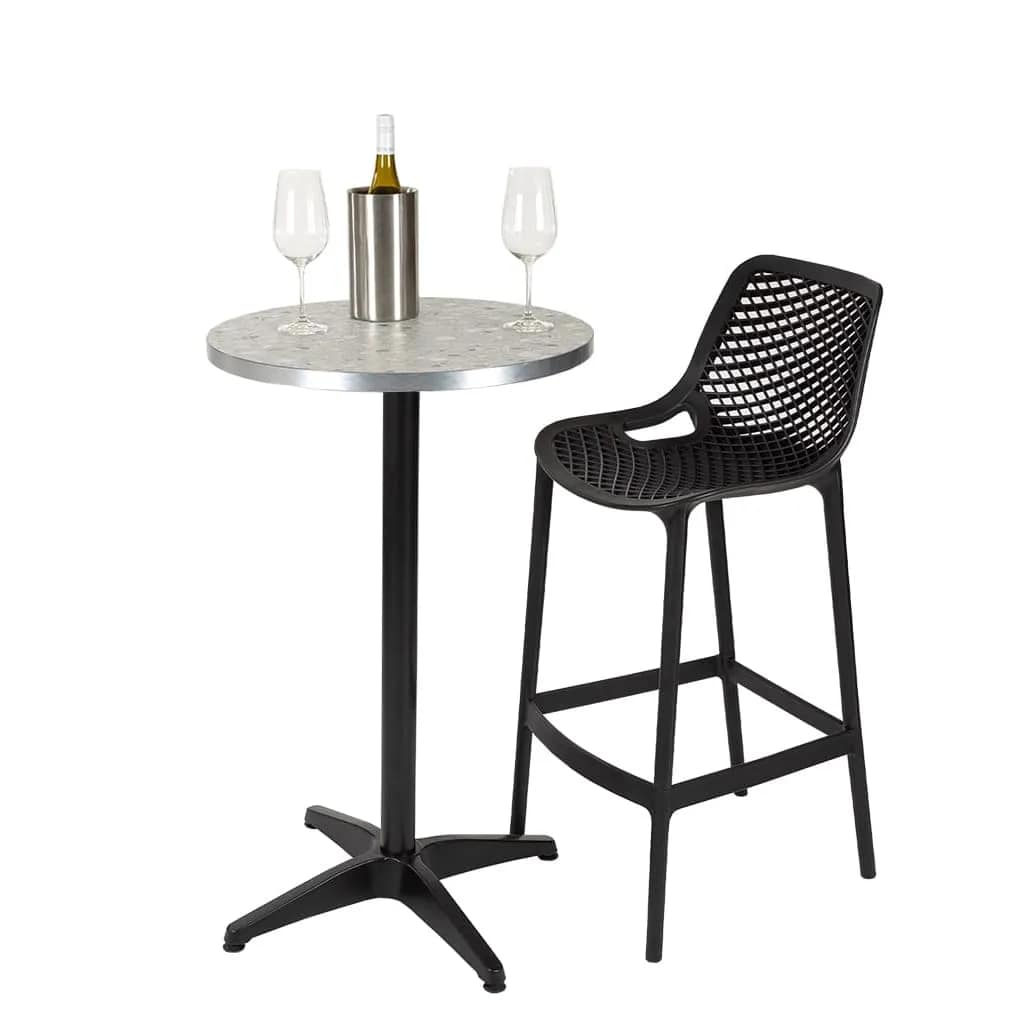 Round Ciro Melamine Table Top, Grey Terrazzo with Silver Edge - Image 5