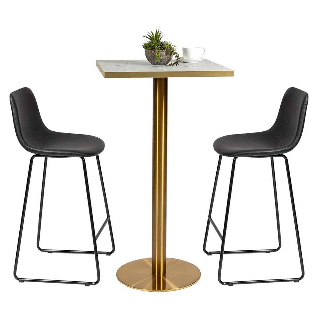 Square Ciro Melamine Table Top, Grey Terrazzo with Gold Edge - Image 4