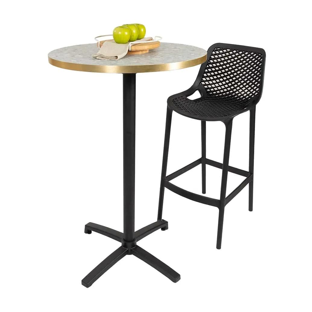 Round Ciro Melamine Table Top, Grey Terrazzo with Gold Edge - Image 5