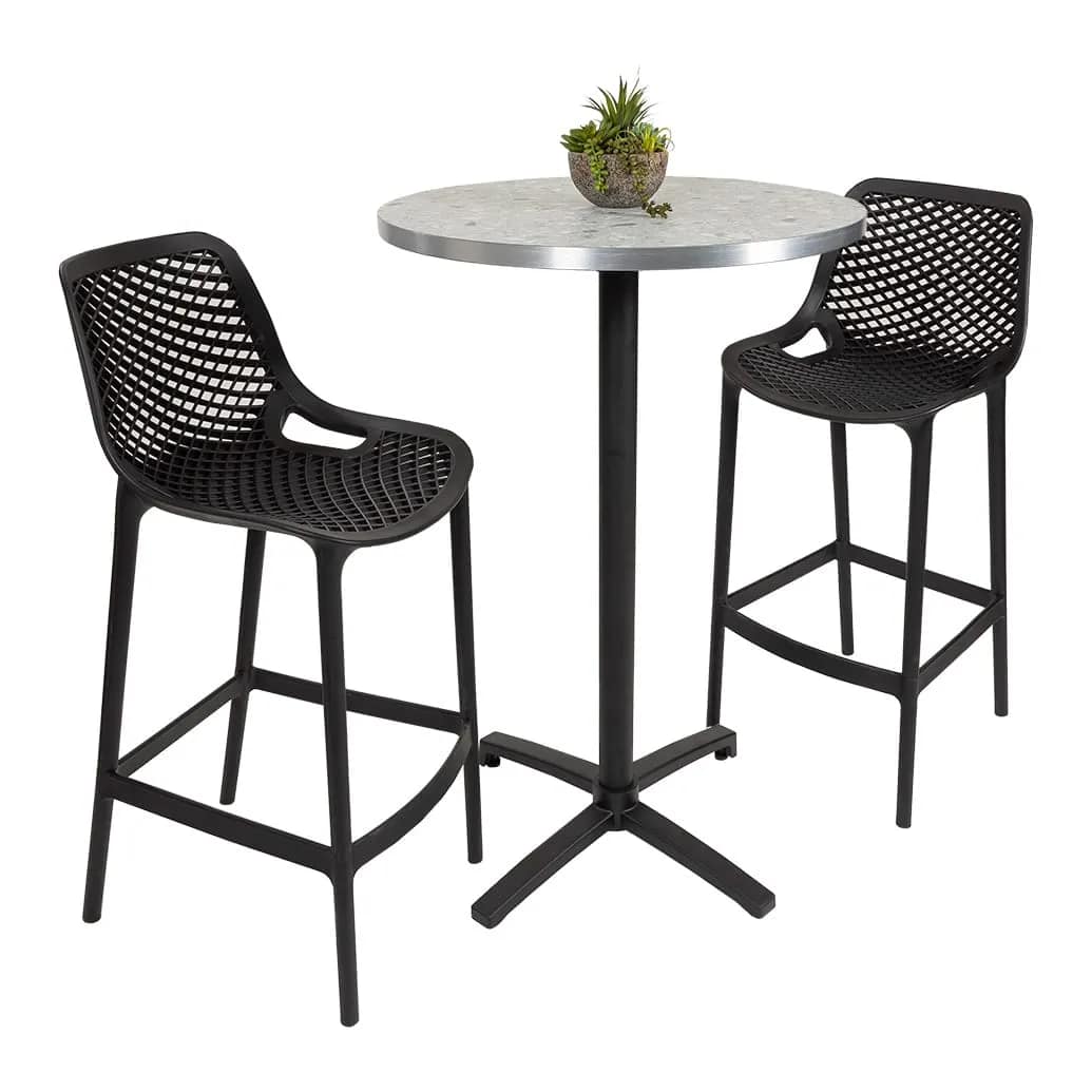 Round Ciro Melamine Table Top, Grey Terrazzo with Silver Edge - Image 7
