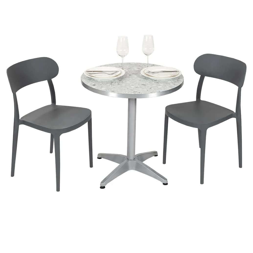Round Ciro Melamine Table Top, Grey Terrazzo with Silver Edge - Image 6