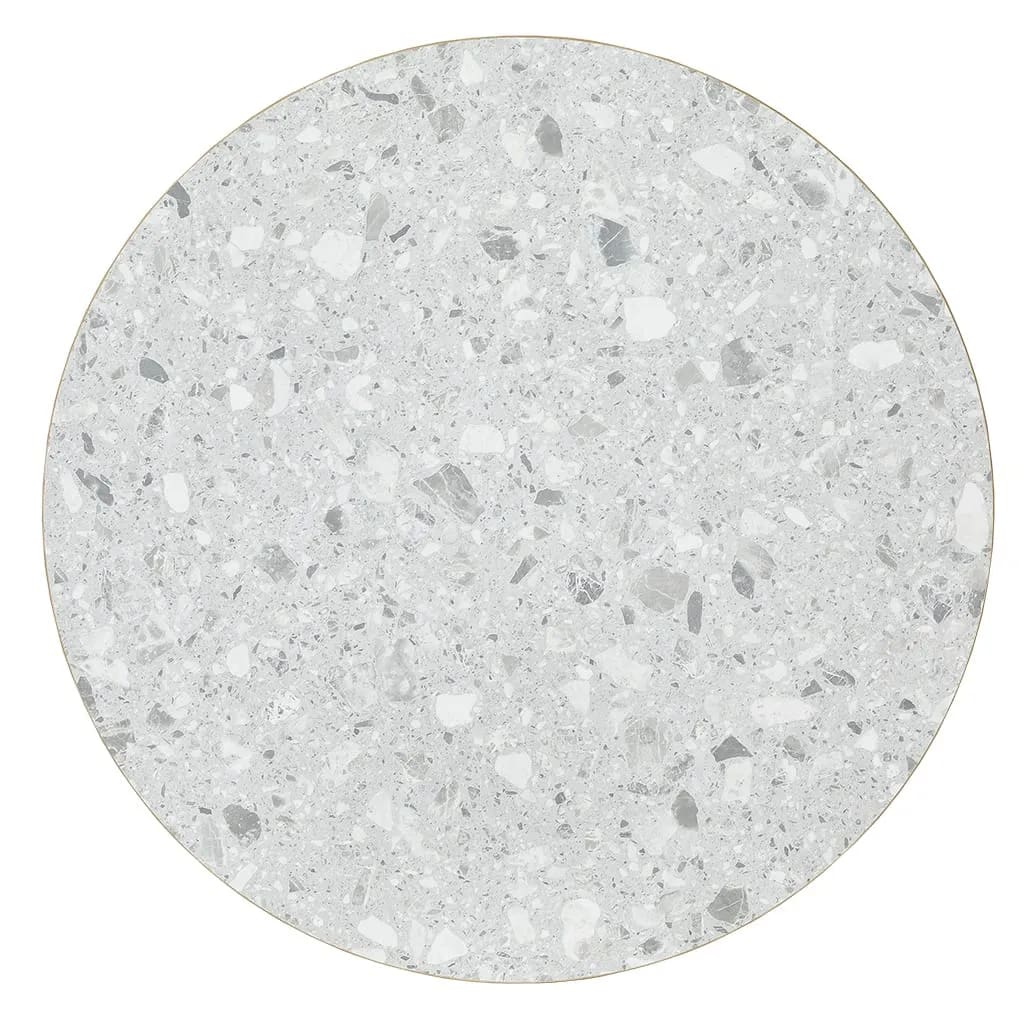 Round Ciro Melamine Table Top, Grey Terrazzo with Gold Edge - Image 2
