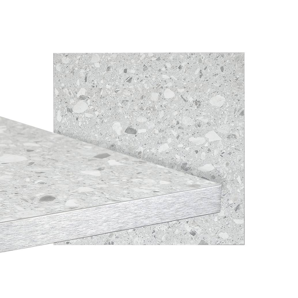Square Ciro Melamine Table Top, Grey Terrazzo with Silver Edge - Image 1