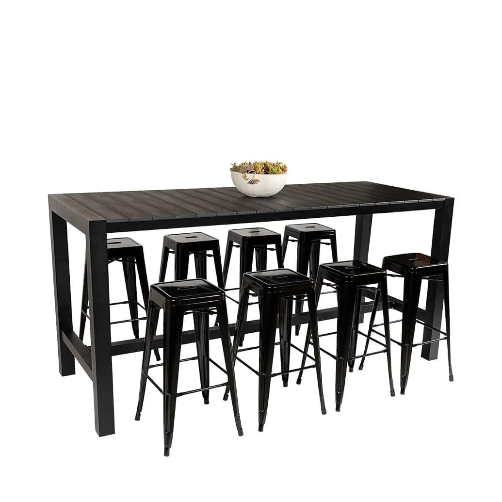 Cannes Aluminium & Polywood Outdoor Bar Table 230 x 90cm - Image 17