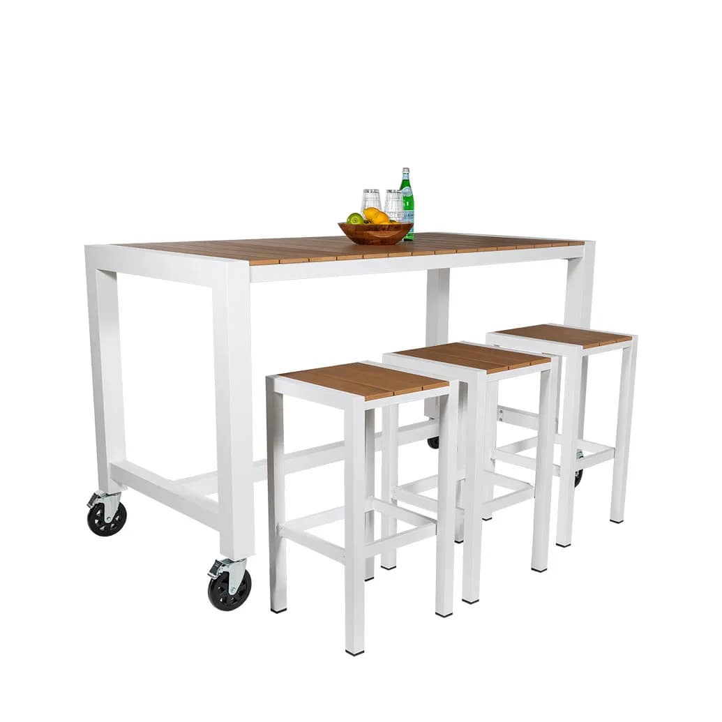 Cannes Aluminium & Polywood Outdoor Mobile Bar Table 185 x 90cm - Image 10