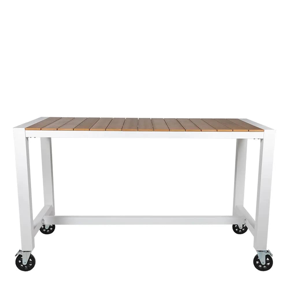 Cannes Aluminium & Polywood Outdoor Mobile Bar Table 185 x 90cm - Image 2