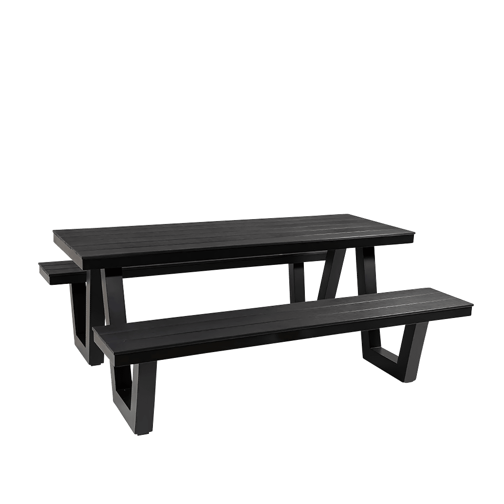 Wave Polywood & Aluminium Outdoor Picnic Table 180cm - Image 2