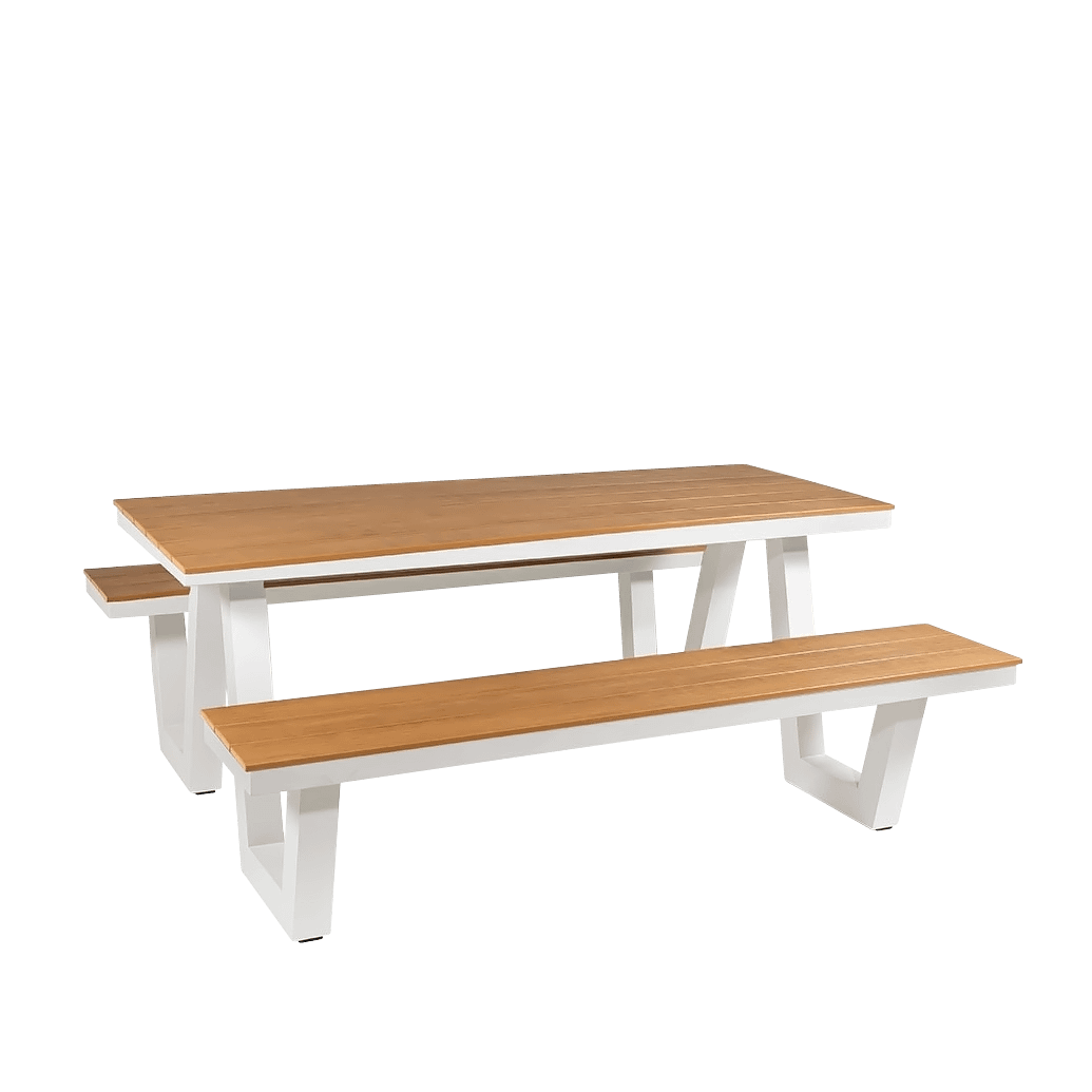 Wave Polywood & Aluminium Outdoor Picnic Table 180cm - Image 4