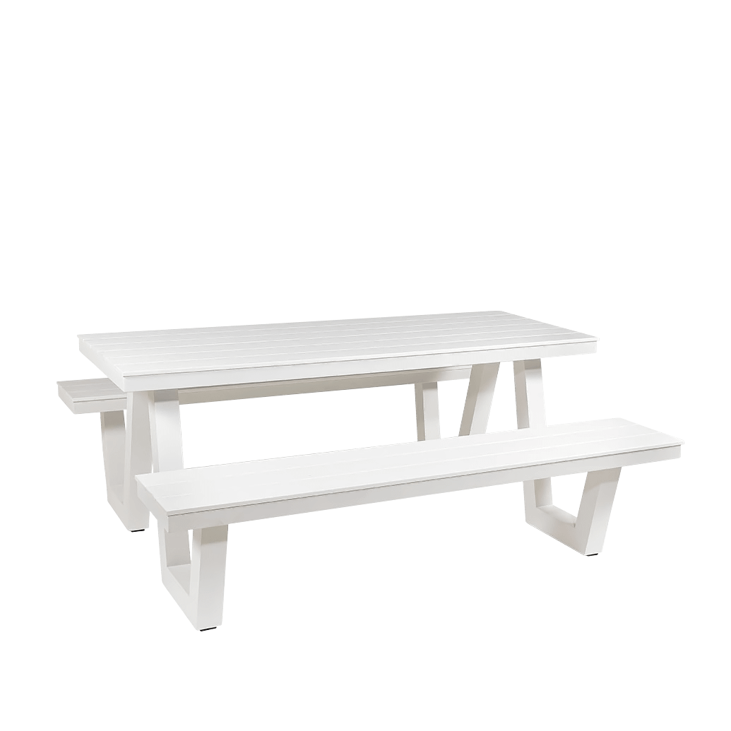 Wave Polywood & Aluminium Outdoor Picnic Table 180cm - Image 3