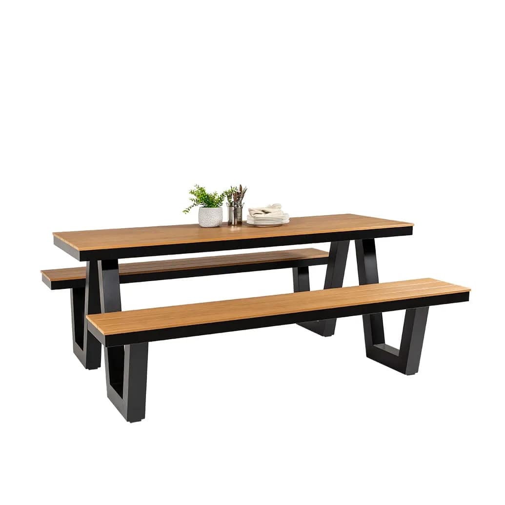 Wave Polywood & Aluminium Outdoor Picnic Table 180cm - Image 13