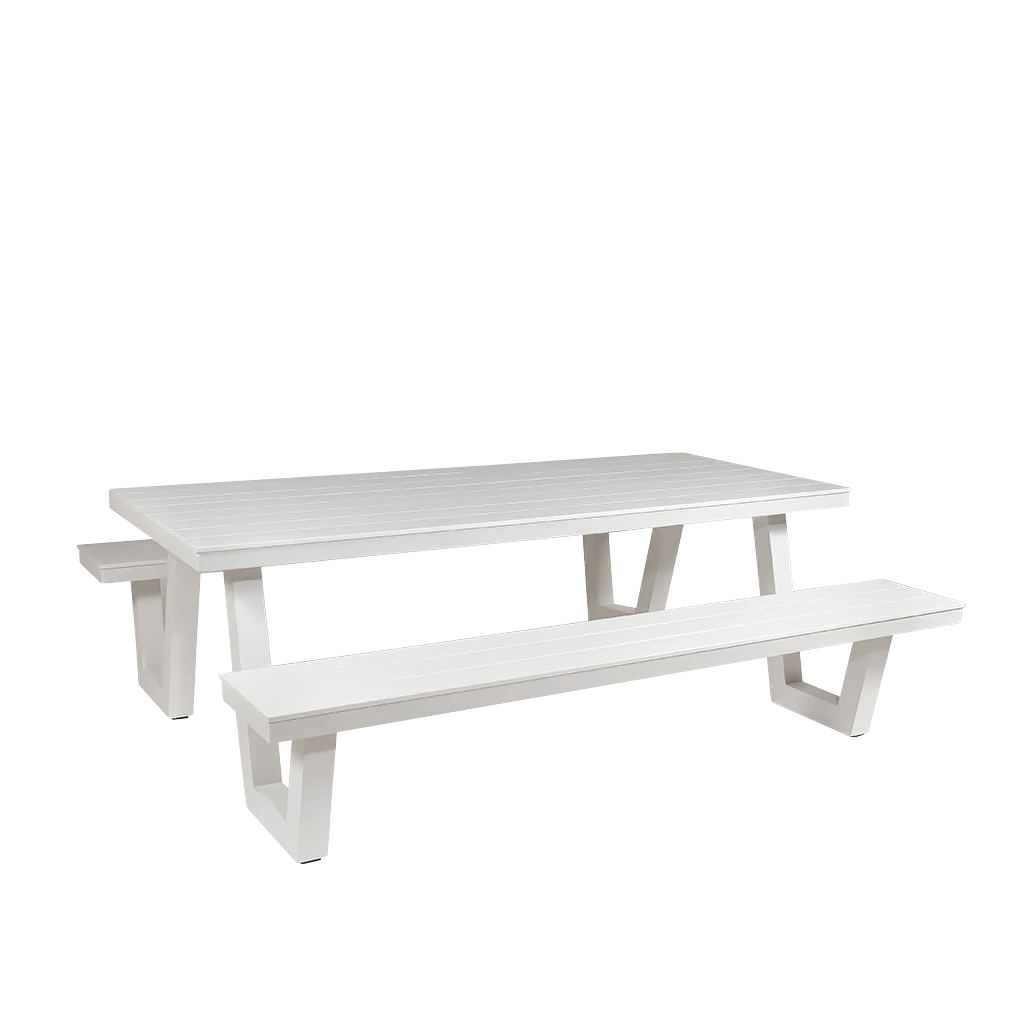 Wave Polywood & Aluminium Outdoor Picnic Table 220cm - Image 2