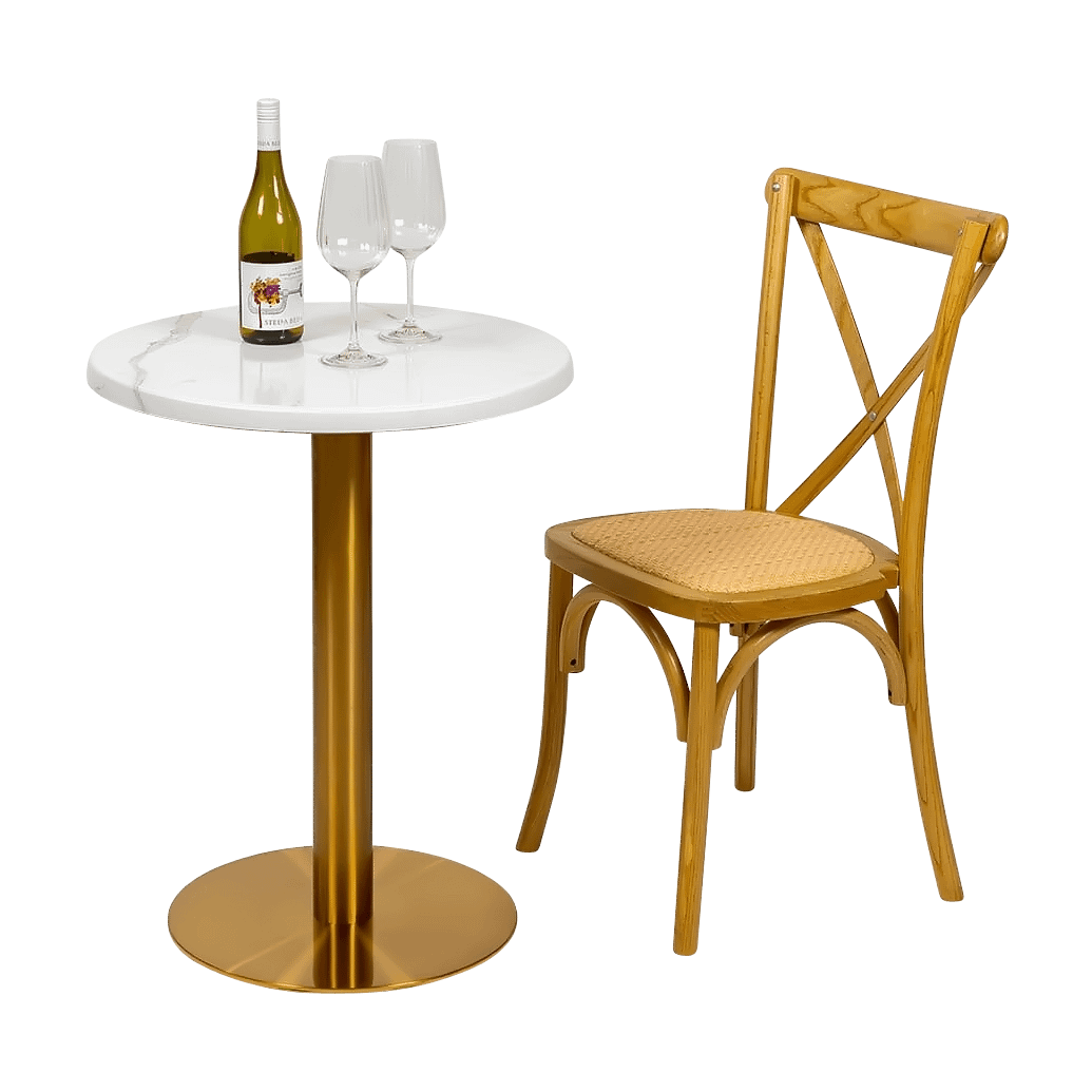 Round Ricardo High Pressed Resin Table Tops, Marble White - Image 3