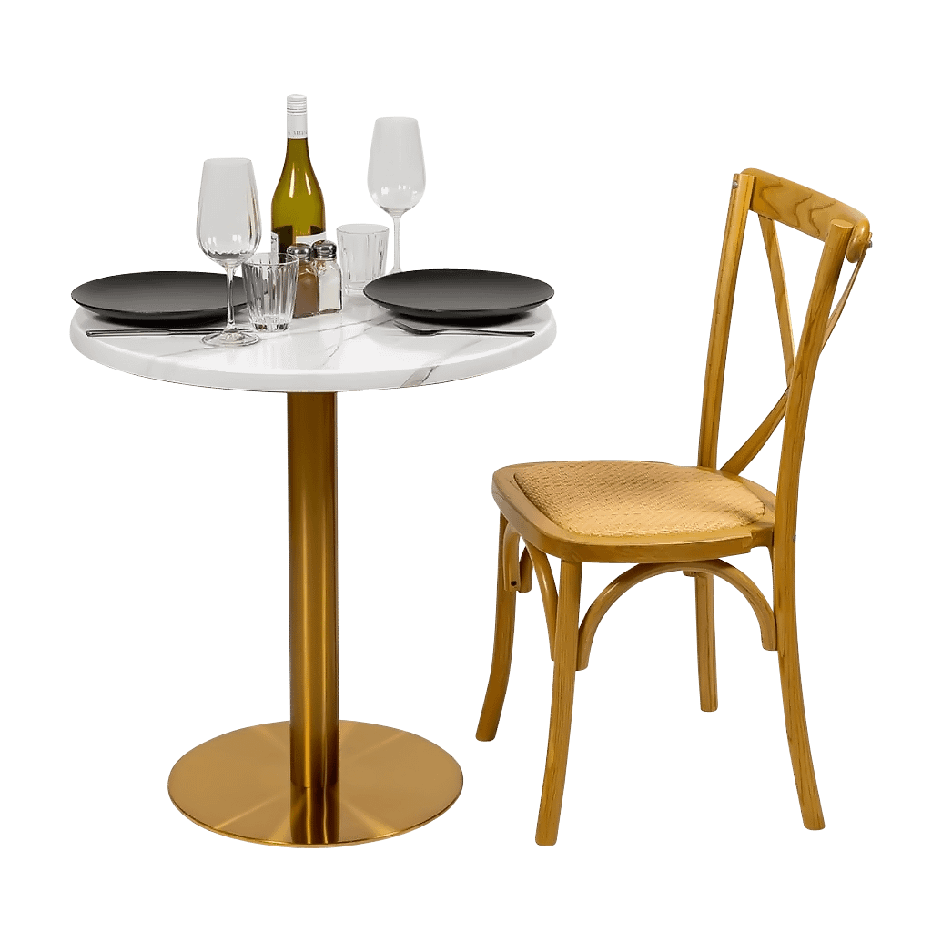 Round Ricardo High Pressed Resin Table Tops, Marble White - Image 4