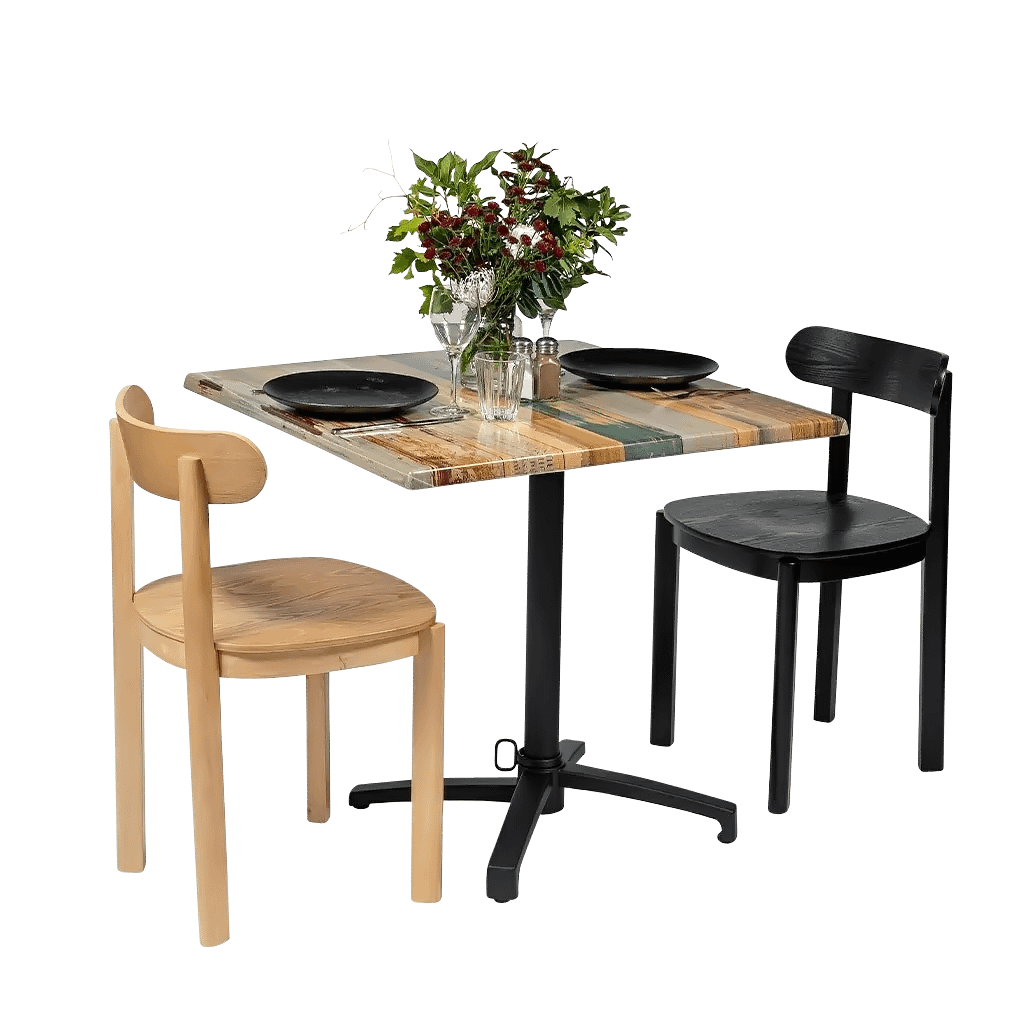 Square Ricardo High Pressed Resin Table Tops Reclaimed Wood Finish - Image 5