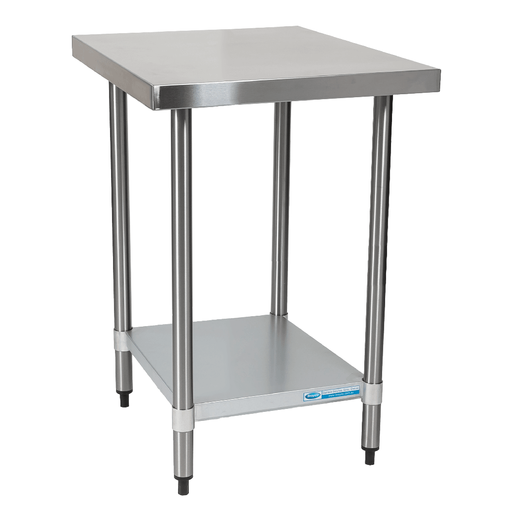 ECO6070-angled-chairforce Economy 430 Grade Stainless Steel Flat Bench 600 x 610 x 900mm high - Image 1