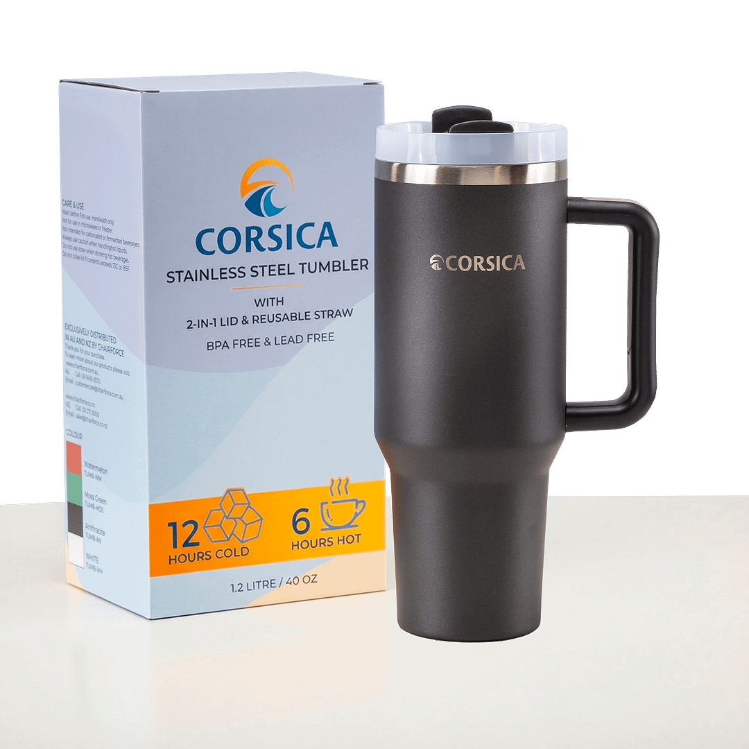 tumbler-black-chairforce Corsica Stainless Steel Tumbler, 1.2Lt - Image 1