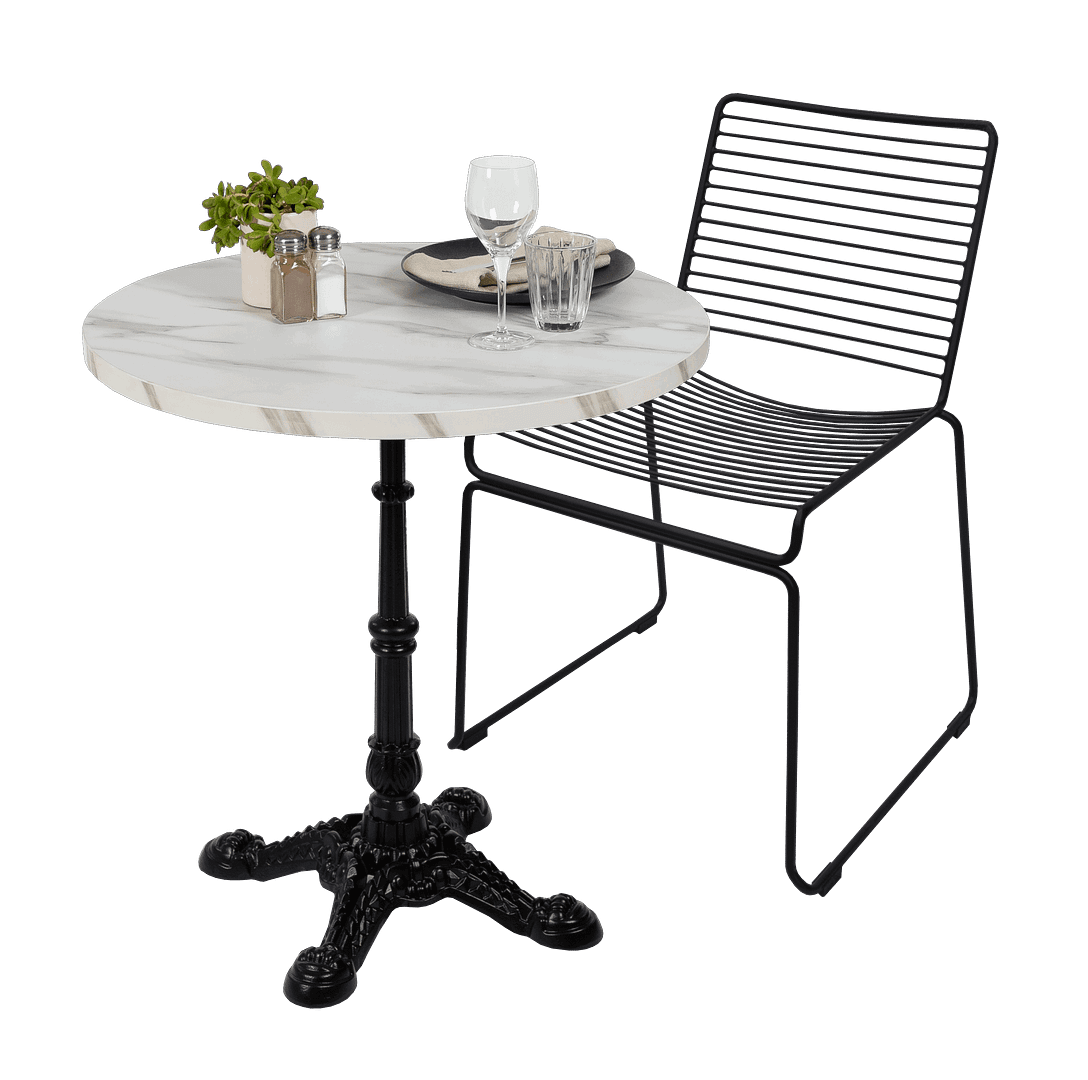 Round Ciro Melamine Table Top, White Marble - Image 4