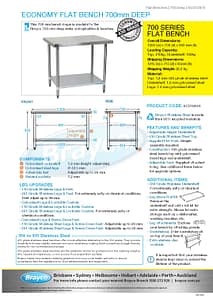 Economy 430 Grade Stainless Steel Flat Bench 1200 x 700 x 900mm high - Image 4