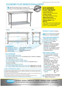 Economy 430 Grade Stainless Steel Flat Bench 1600 x 610 x 900mm high - Image 4