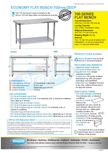 Economy 430 Grade Stainless Steel Flat Bench 1600 x 700 x 900mm high - Image 4
