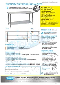 Economy 430 Grade Stainless Steel Flat Bench 1800 x 610 x 900mm high - Image 4