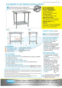 Economy 430 Grade Stainless Steel Flat Bench 900 x 610 x 900mm high - Image 4