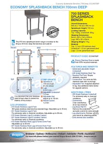Economy 430 Grade Stainless Steel Splashback Bench, 600 x 700 x 900mm high - Image 10