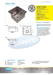 Handbasin Top In Bowl Stainless Steel 15Lt 300 x 250mm sink, with 80mm Tap Lip - Image 5