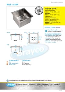Inset Bowl Stainless Steel 18Lt 300 x 300mm sink - Image 4