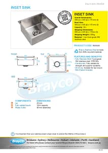 Single Inset Bowl Stainless Steel 18Lt 355 x 305mm sink - Image 4
