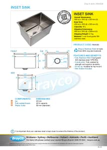 Inset Bowl Stainless Steel 40Lt 450 x 300mm sink - Image 4