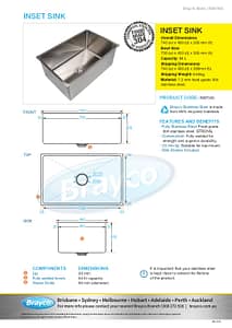 Large Inset Bowl Stainless Steel 94Lt 700 x 450mm sink - Image 4