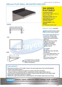 Stainless Steel Solid Wall Shelf, 400 X 300mm deep - Image 3