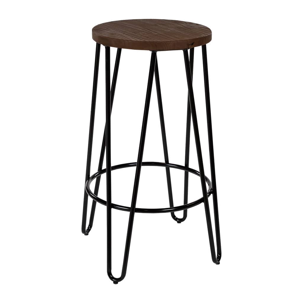 Hairpin Kitchen Stool Raw Timber Seat