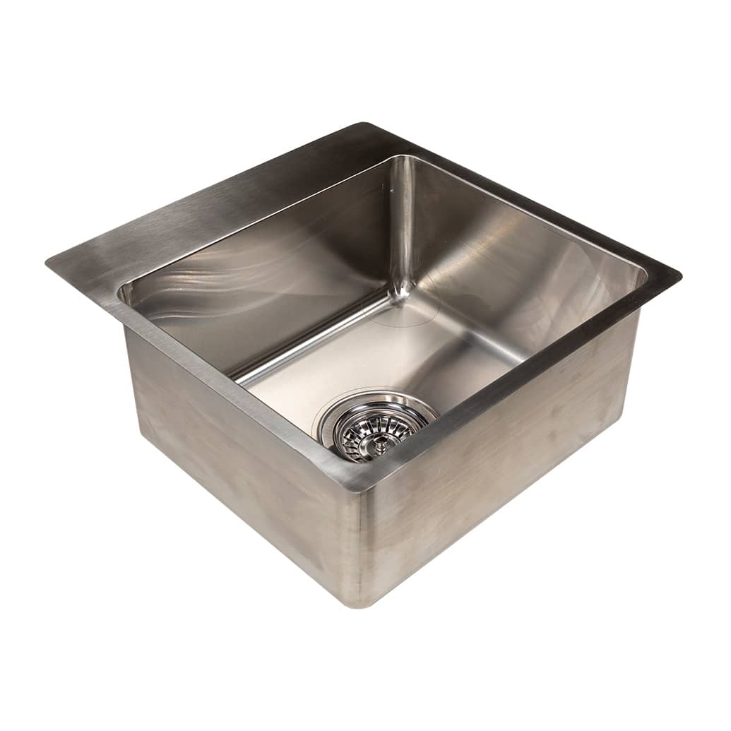 NEW Single Inset Bowl Stainless Steel 18Lt 355 x 305mm sink, with 80mm Tap Lip