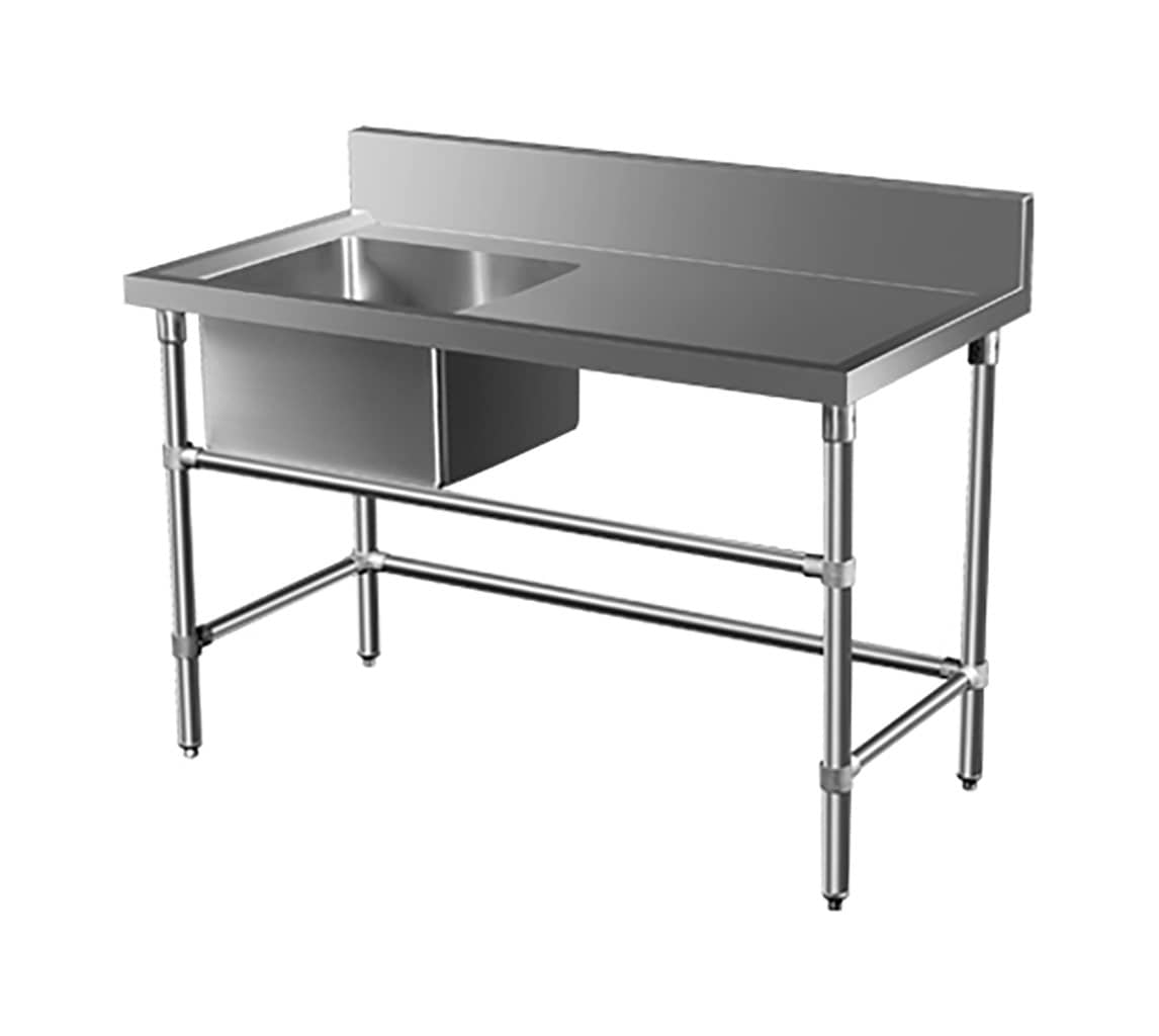 Stainless Steel Catering Sink - Right Bench, 1350 x 700 x 900mm high.