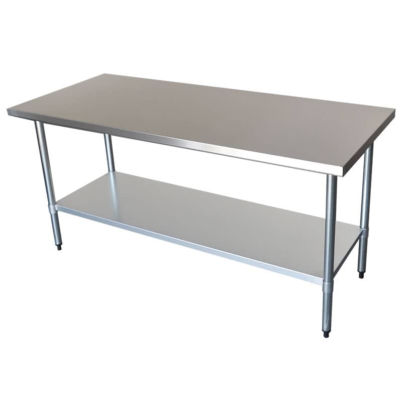 Commercial 304 Grade Stainless Steel Flat Bench, 1829 x 762 x 900mm high