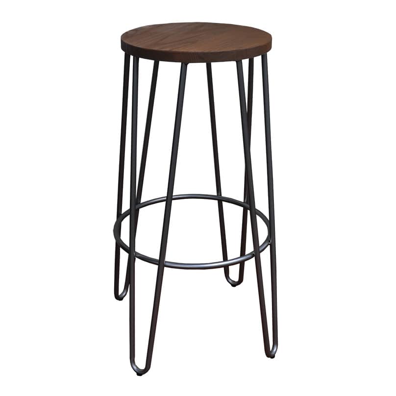 Hairpin Bar Stool Raw Timber Seat