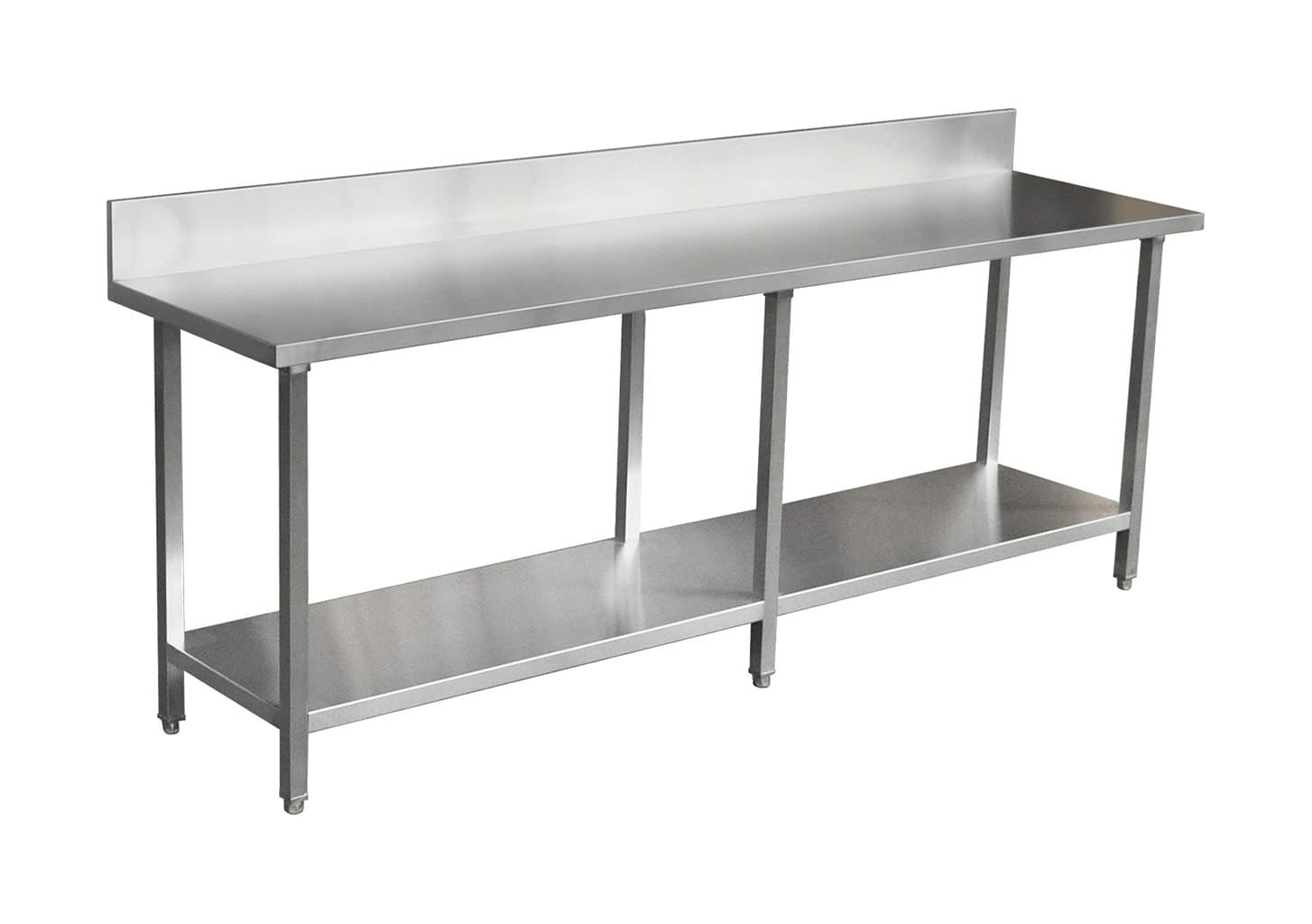 Commercial Grade Stainless Steel Splashback Bench, Premium Range 2400 X 610 X 900mm high