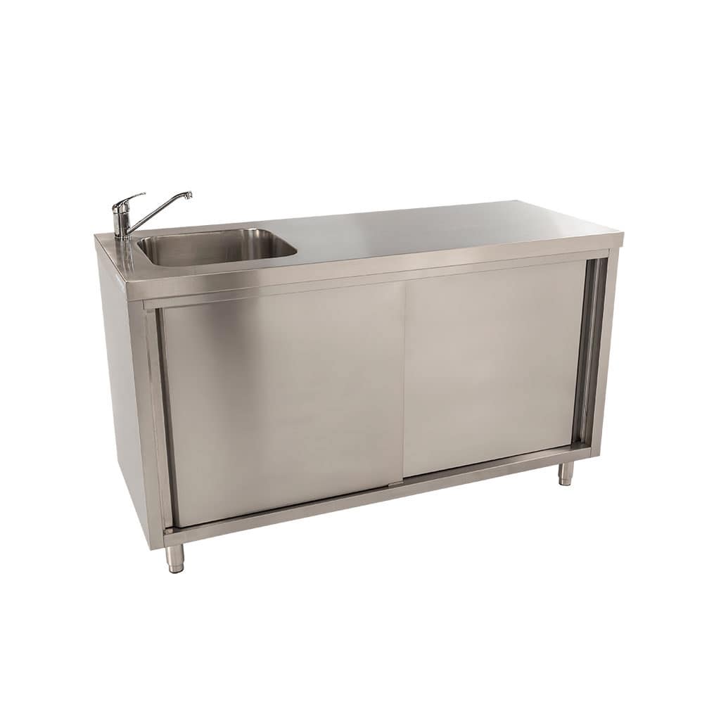 Stainless Steel Cabinet with fully integrated sink on Left. 1500 x 610 x 900mm high 