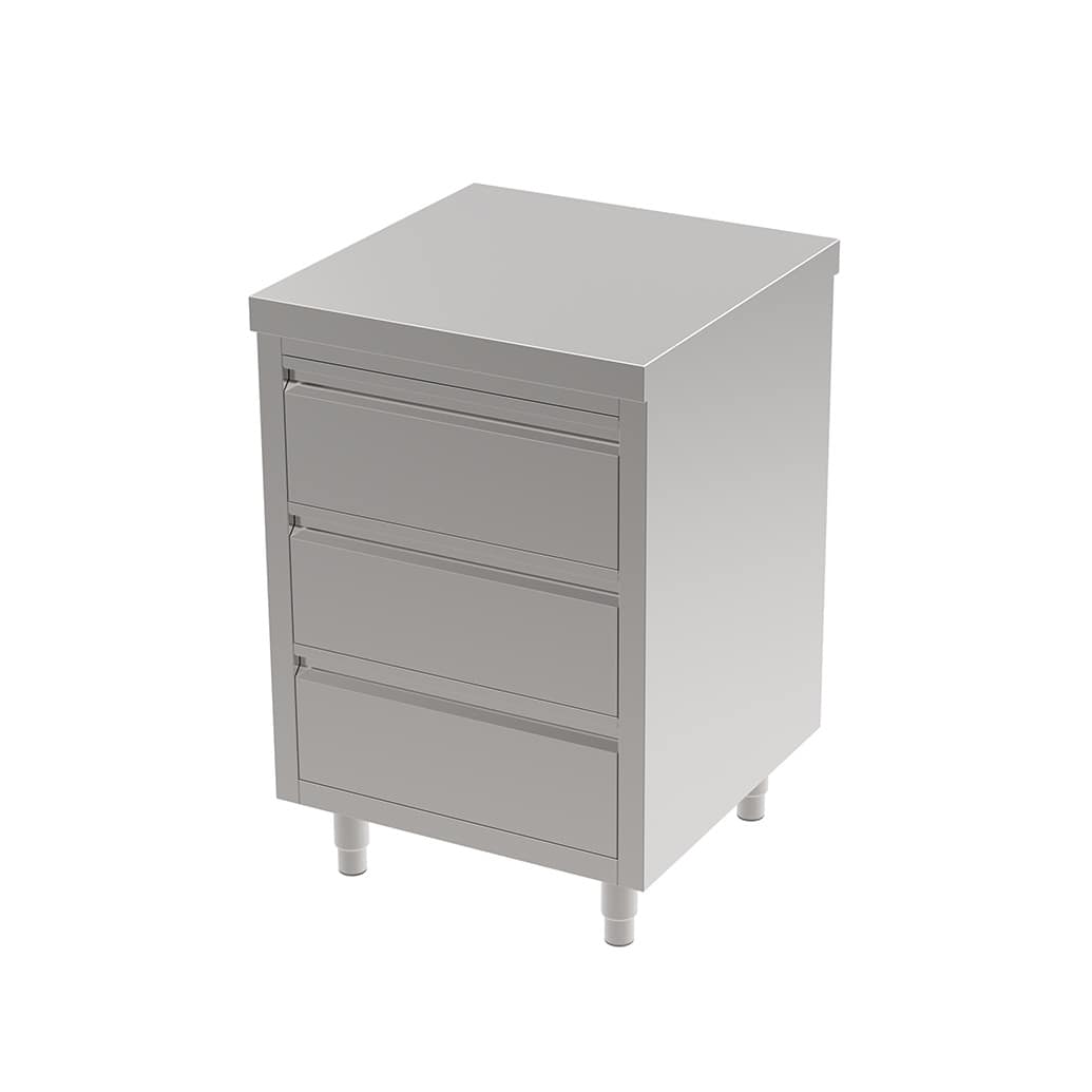 3 Drawer Commercial Kitchen Cabinet, 600 x 610 x 900mm high